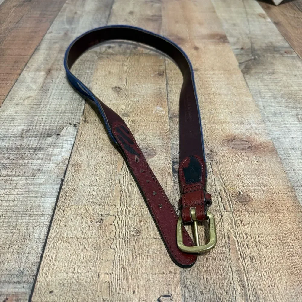 Smathers & Branson Belt Needlepoint & Leather Rifle Baseball Fish Flawed*